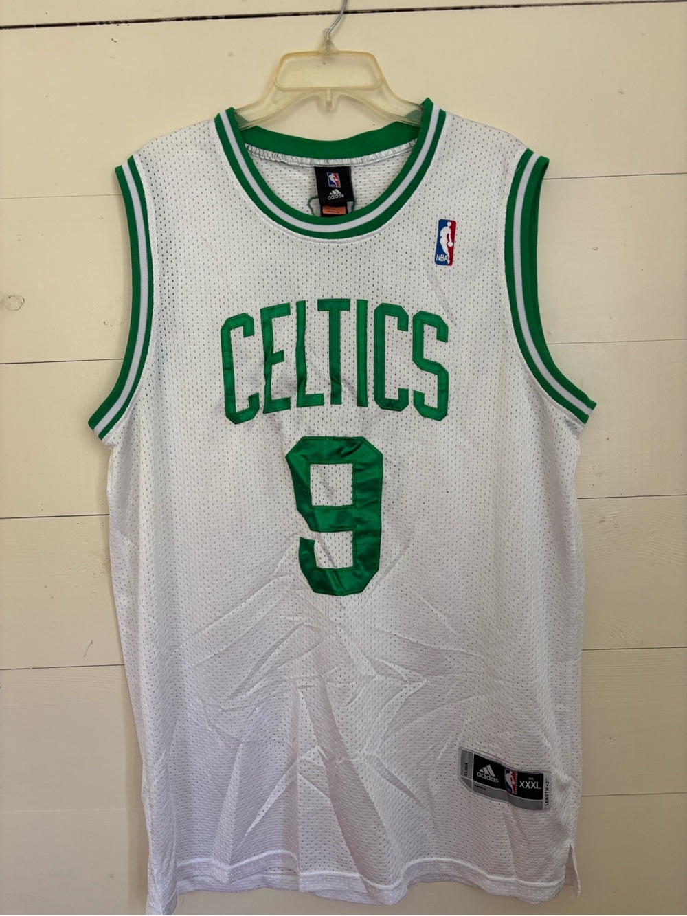 adidas White & Green Boston Celtics #9 Basketball Jersey
